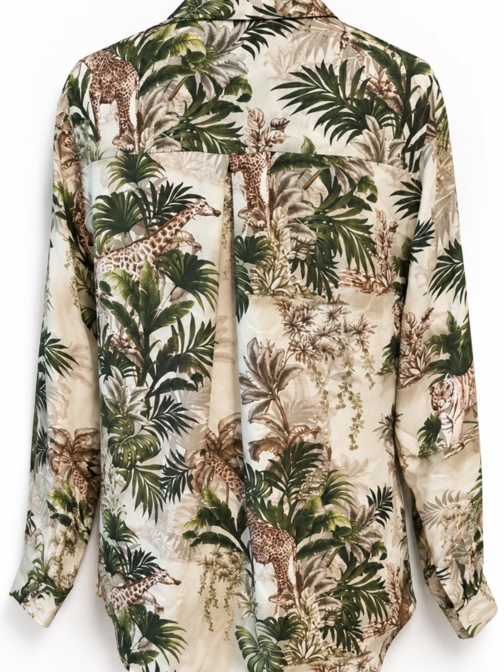 L'agence Nina Jungle Print Silk Blouse Antique White S NWOT - Picture 4 of 8